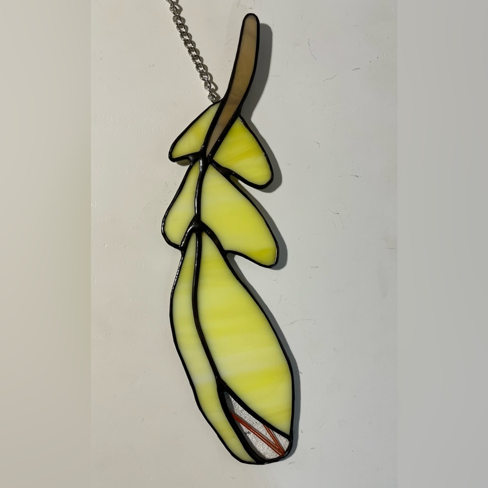 Yellow Stained Glass feather Suncatcher